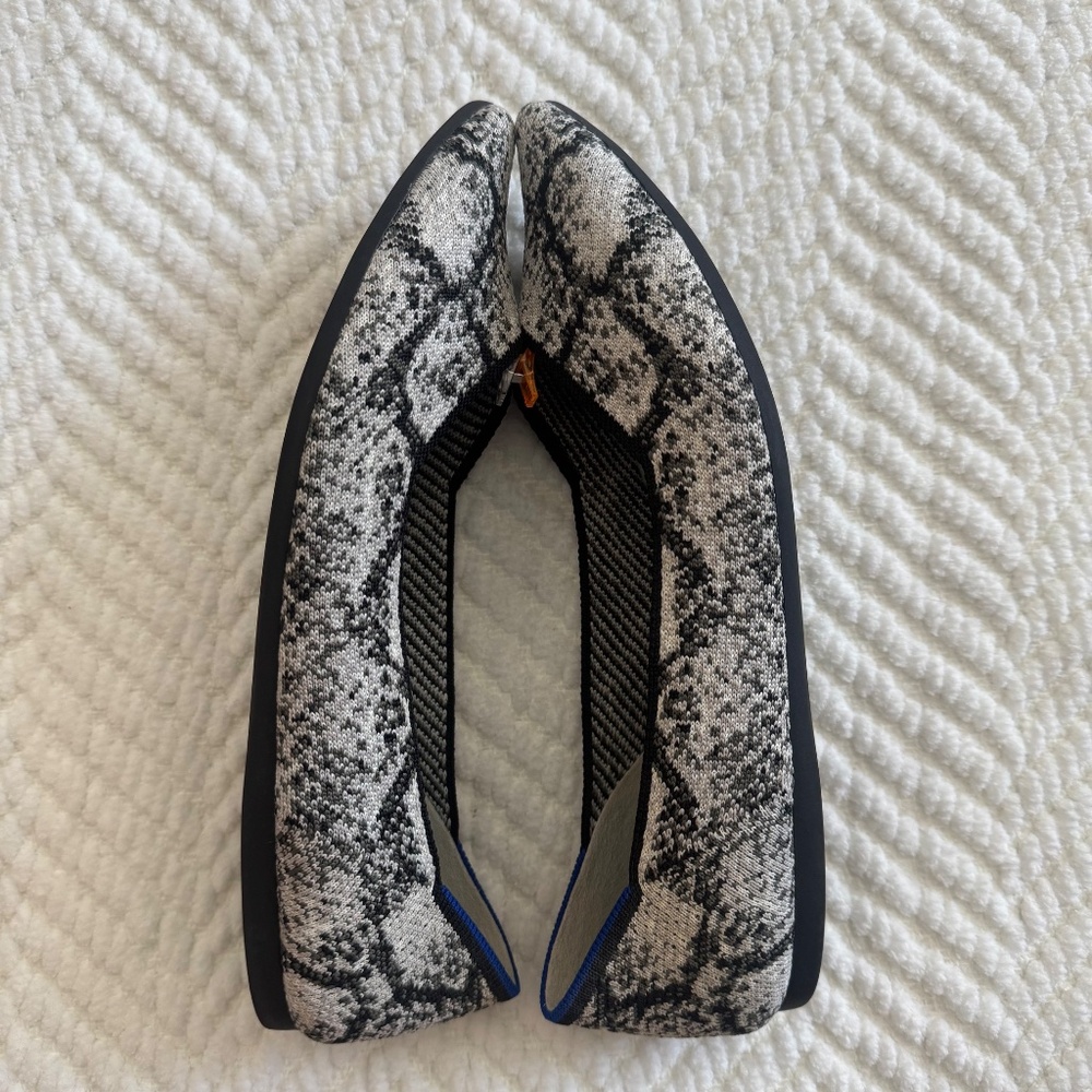 ROTHY'S The Point Black White Python Print Flats … - image 2